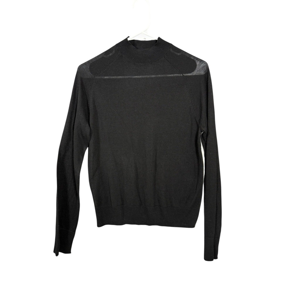 Zara‎ Black Knit Sweater Size Medium White Stripe